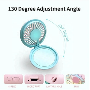 LED night light makeup mirror handheld rechargeable USB mini rechargeable hand fan