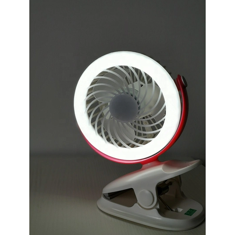 360 degree oscillating 4 inch mini rechargeable ac dc charge li-ion battery table solar led fan with clip led night light