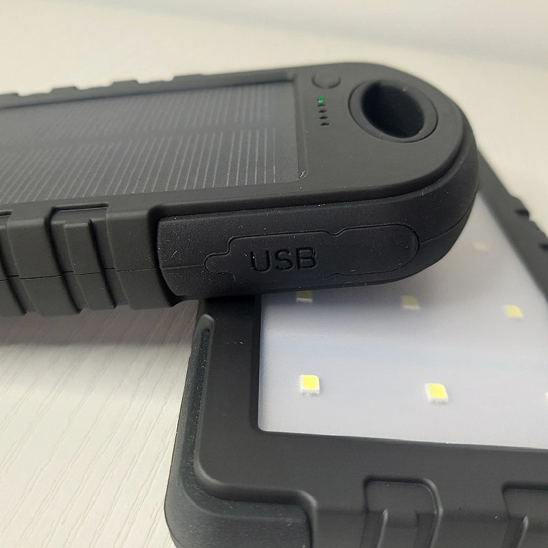 Travel Protable Solar Power Bank 8000 mAh Dual USB Solar Charger with LED light