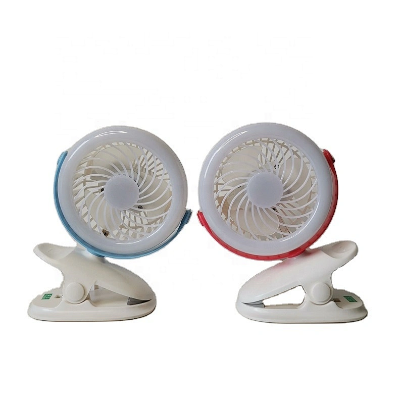 360 degree oscillating 4 inch mini rechargeable ac dc charge li-ion battery table solar led fan with clip led night light
