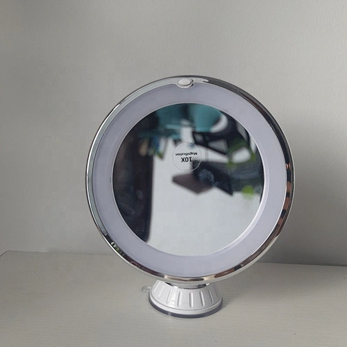 LED bathroom 10 x magnifying glass makeup mirror with suction cup