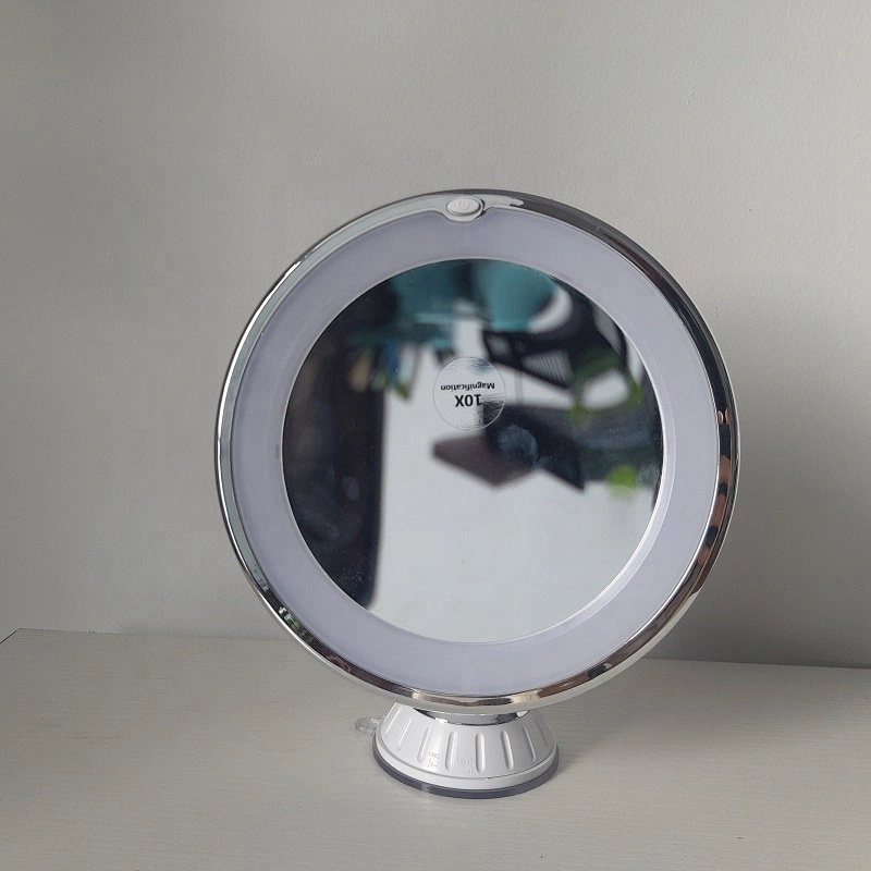 LED bathroom 10 x magnifying glass makeup mirror with suction cup