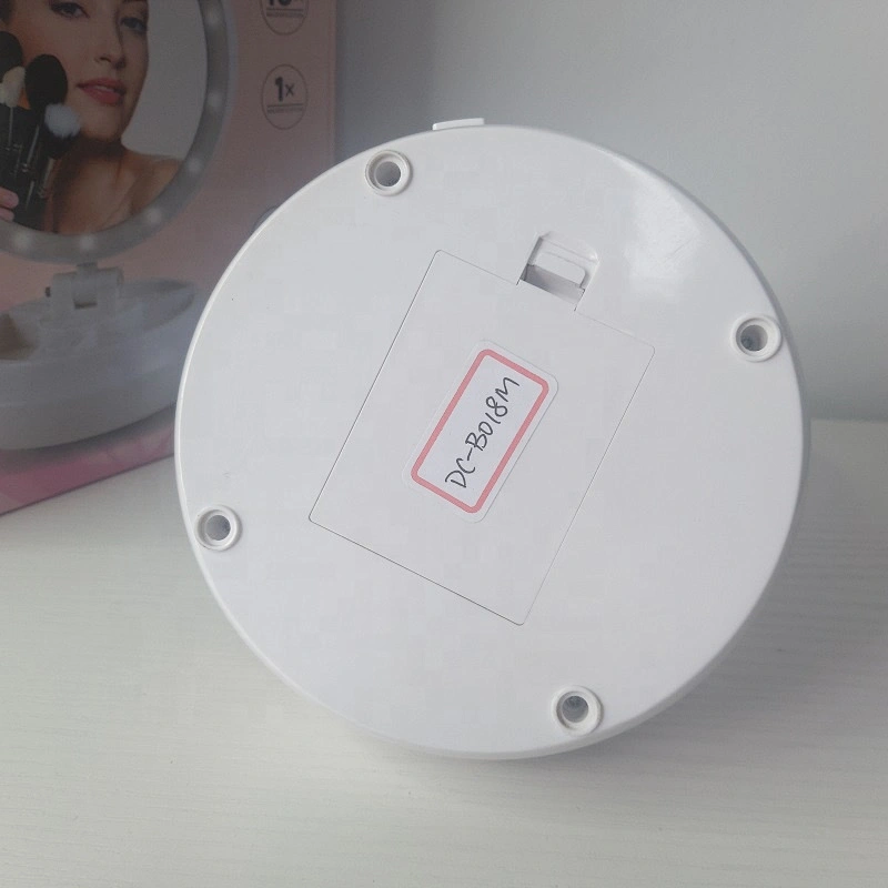 Portable folding 360-degree LED cosmetic mirror magnifying cosmetic mirror double-sided round mirror
