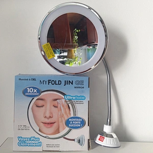 Cosmetic Mirror Adjustable Flexible Goose neck LED Light Bathroom makeup Mirror with Suction Cup 360 Degree rotate