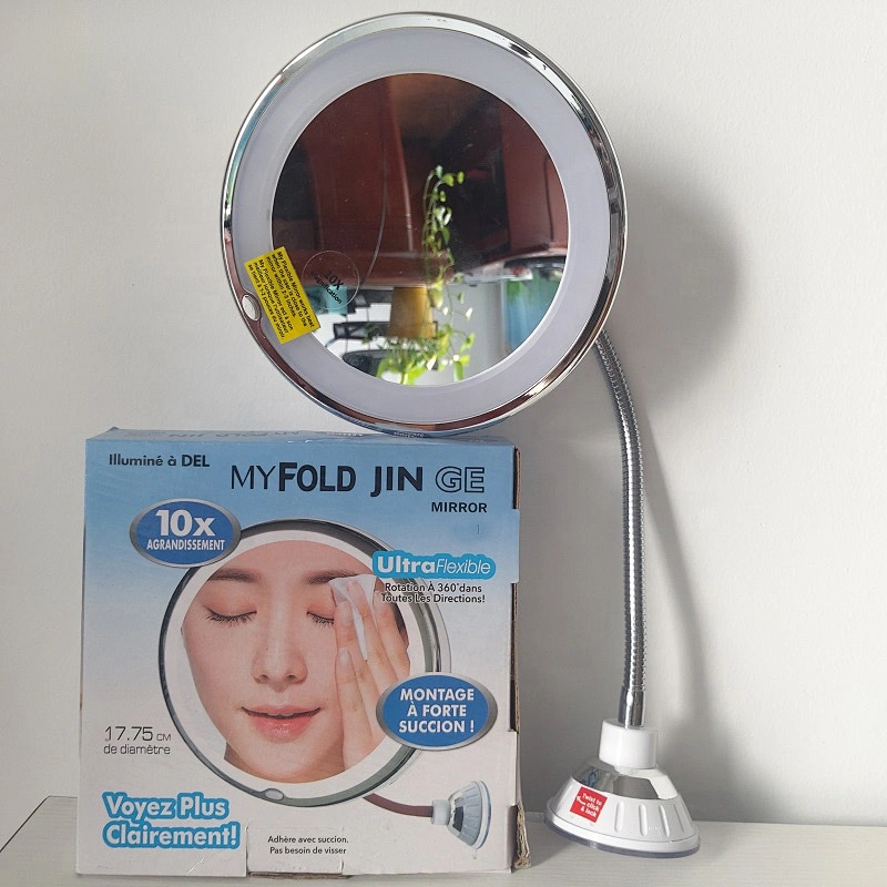 Cosmetic Mirror Adjustable Flexible Goose neck LED Light Bathroom makeup Mirror with Suction Cup 360 Degree rotate