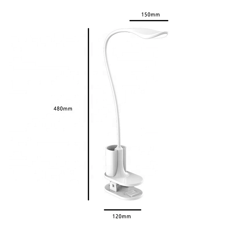 USB rechargeable table lamp Touch switch to learn reading battery led clip desk lamp