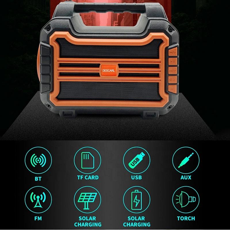 Solar wireless speaker charging mobile Phone Powered bank charger speaker BT Radio with double USB radio light MP3