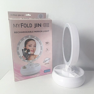 Portable folding 360-degree LED cosmetic mirror magnifying cosmetic mirror double-sided round mirror