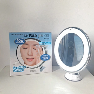 LED bathroom 10 x magnifying glass makeup mirror with suction cup