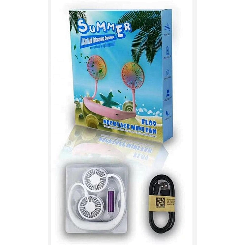 necklace fan rechargeable mini fan portable fan with color led light