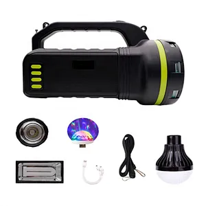 Built-in LED side light speaker portable outdoor with 3 bulbs and 1 disco lamp Speaker lighting system