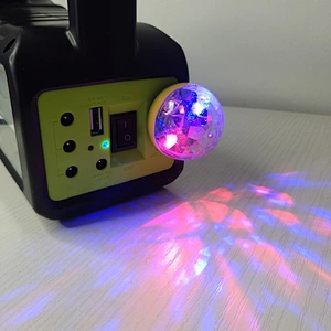 Built-in LED side light speaker portable outdoor with 3 bulbs and 1 disco lamp Speaker lighting system