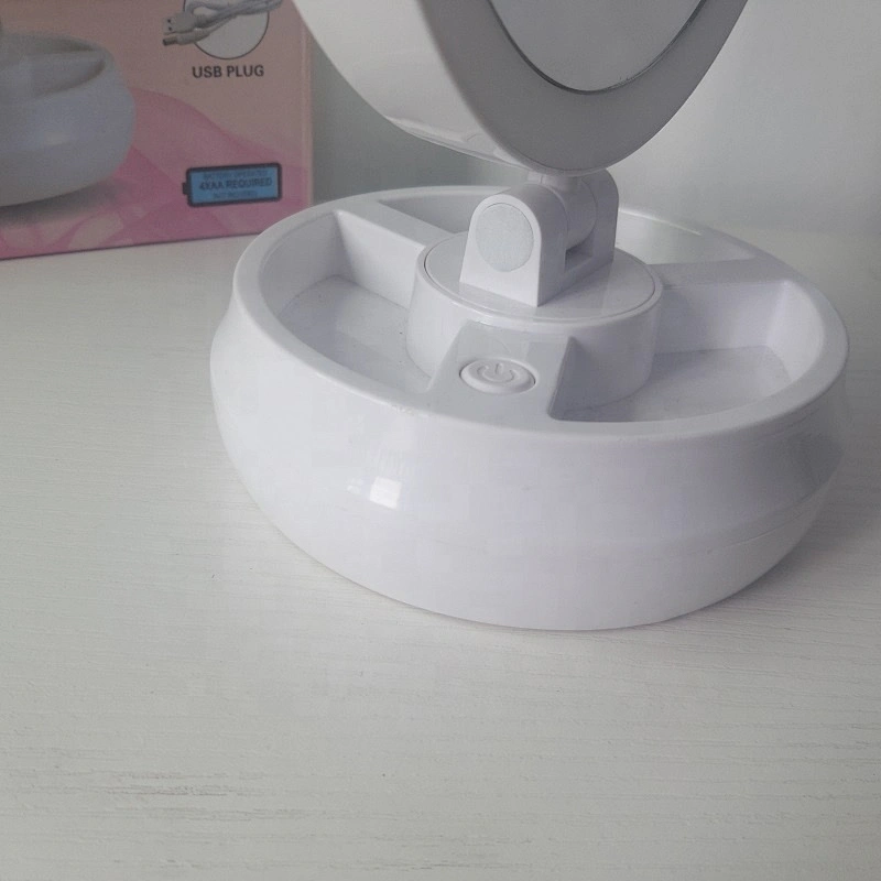 Portable folding 360-degree LED cosmetic mirror magnifying cosmetic mirror double-sided round mirror