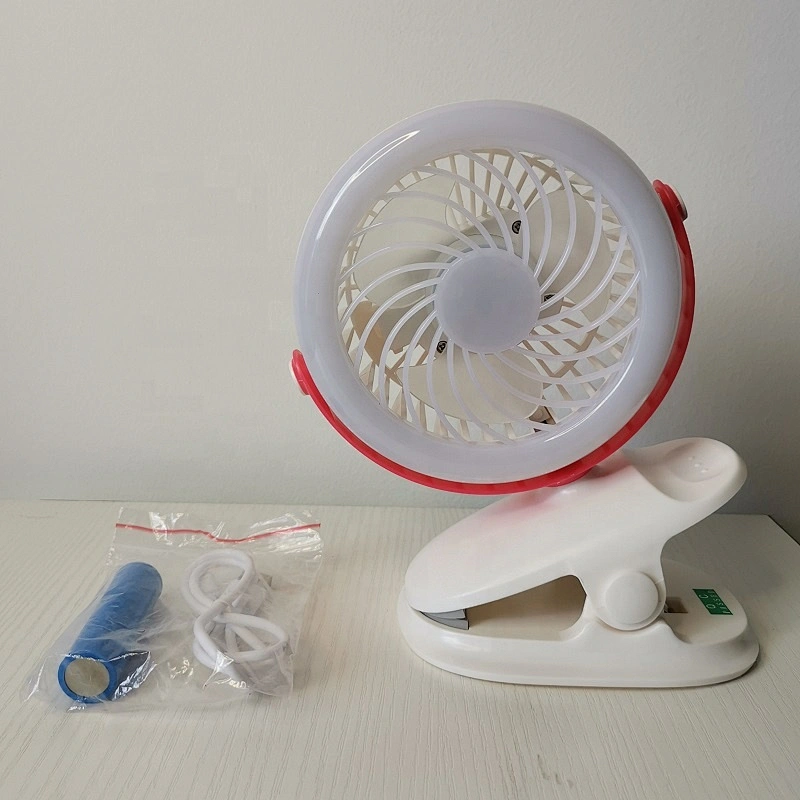 360 degree oscillating 4 inch mini rechargeable ac dc charge li-ion battery table solar led fan with clip led night light
