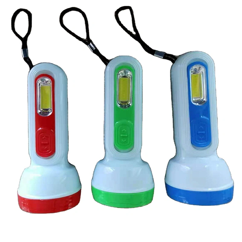 Dry battery flashlight with side light for home outdoor emergency