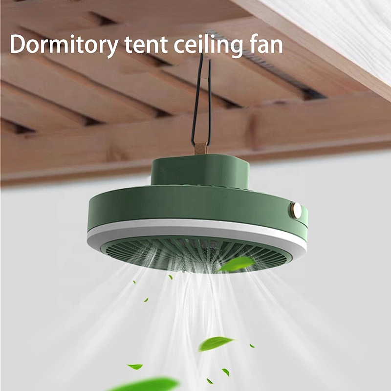 Cheap 5 turbine blades indoor desk brushless dc mini camping dormitory tent led ceiling fan with mobile night light
