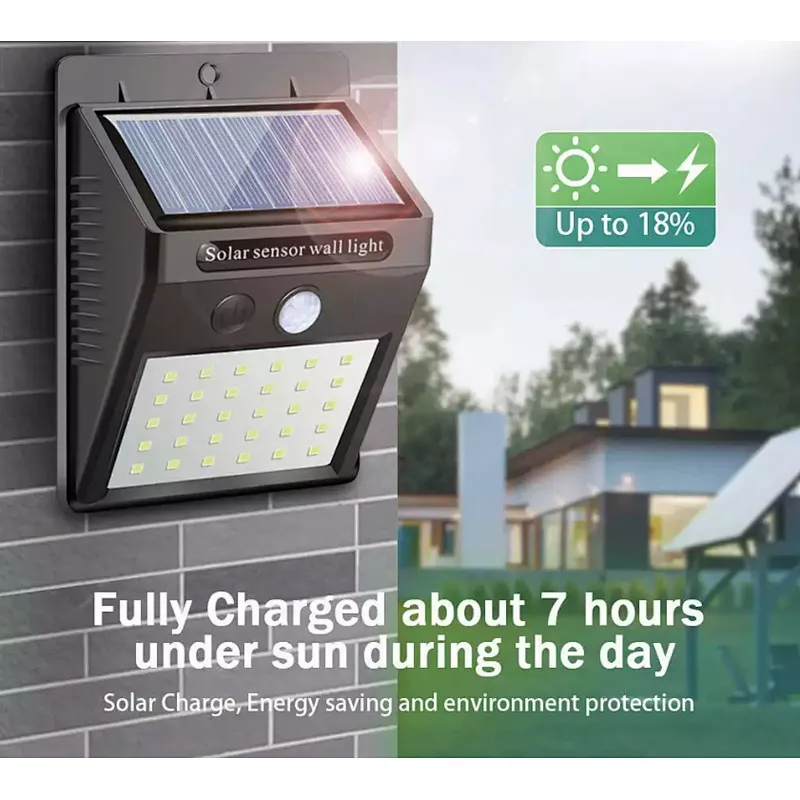 2022 Hot sale sunlight powered motion sensor fence ip65 waterproof modern 30 led solar wall light for outdoor backyard garden