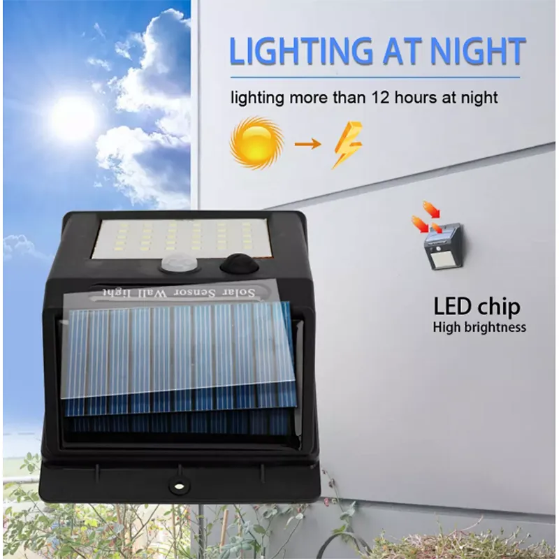 2022 Hot sale sunlight powered motion sensor fence ip65 waterproof modern 30 led solar wall light for outdoor backyard garden