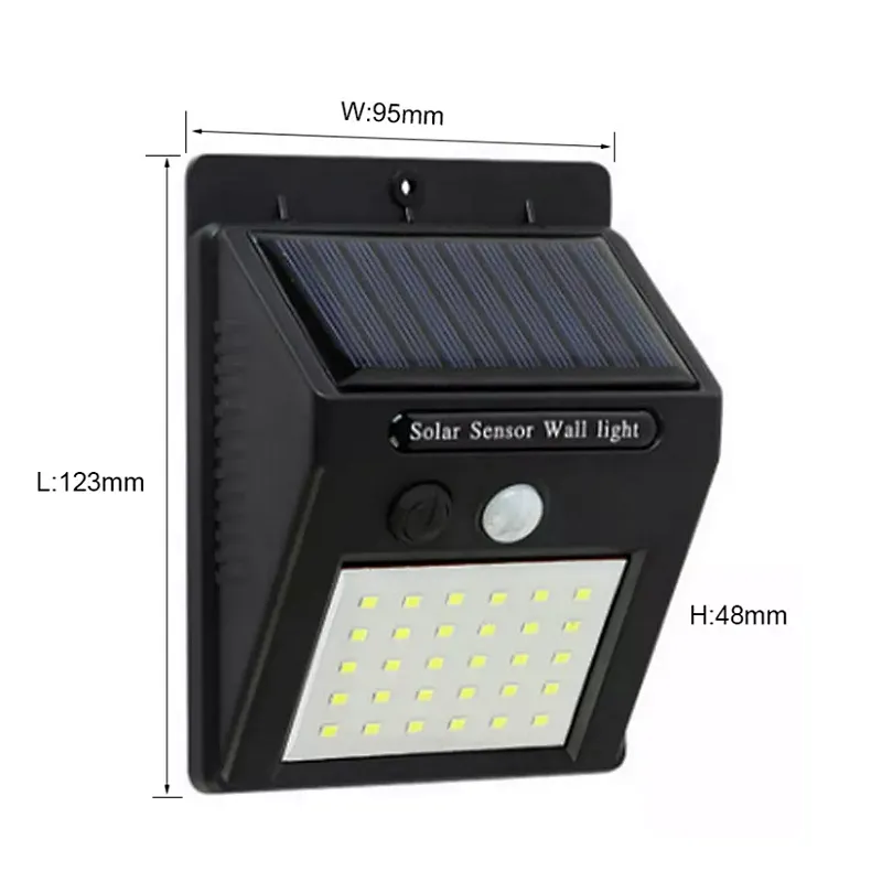 2022 Hot sale sunlight powered motion sensor fence ip65 waterproof modern 30 led solar wall light for outdoor backyard garden