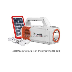 all ip65 solar energy system set  mobile power emergency LED search light bulbs panels charger solar light kit with mp3 other