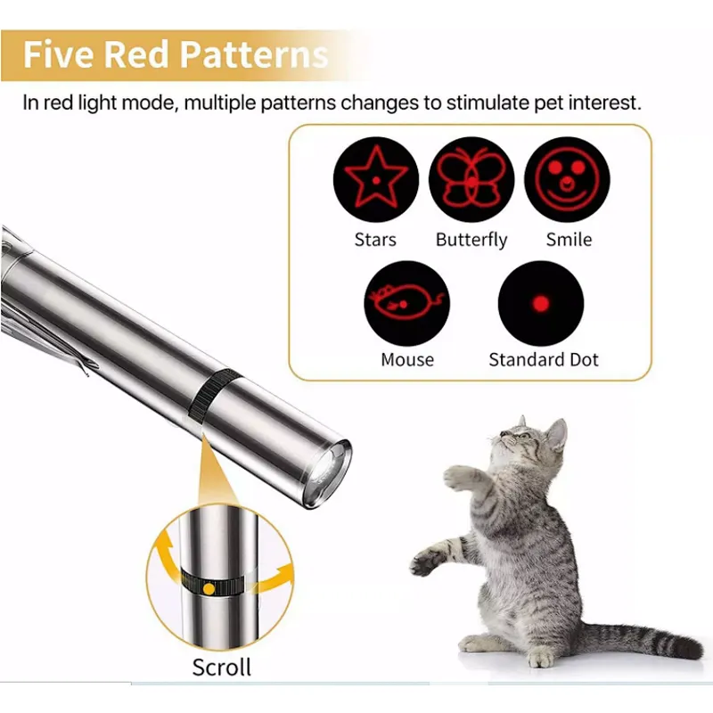 3 in 1 Rechargeable Mini Multi Function Aluminum LED Light Flashlight Pet Cat Catch Laser Pen Pointer Interactive Exercise Toy