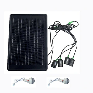 Solar emergency energy storage lighting system 12000mAh battery 9V 15W solar panel with 2pcs bulb and 2pcs 5-in-1 charging cable