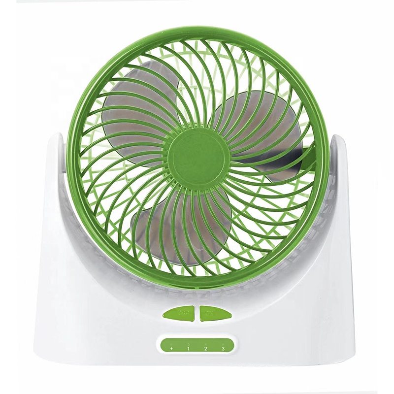 Portable 2400mAh desk stand fan wind angle rotatable 3 speed control Rechargeable led circulation fan