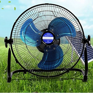 12 inch DC AC solar power outdoor camping portable adjustable wide angle rechargeable powered fan for Household Camping Fish