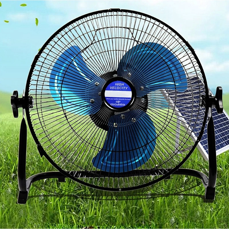 12 inch DC AC solar power outdoor camping portable adjustable wide angle rechargeable powered fan for Household Camping Fish