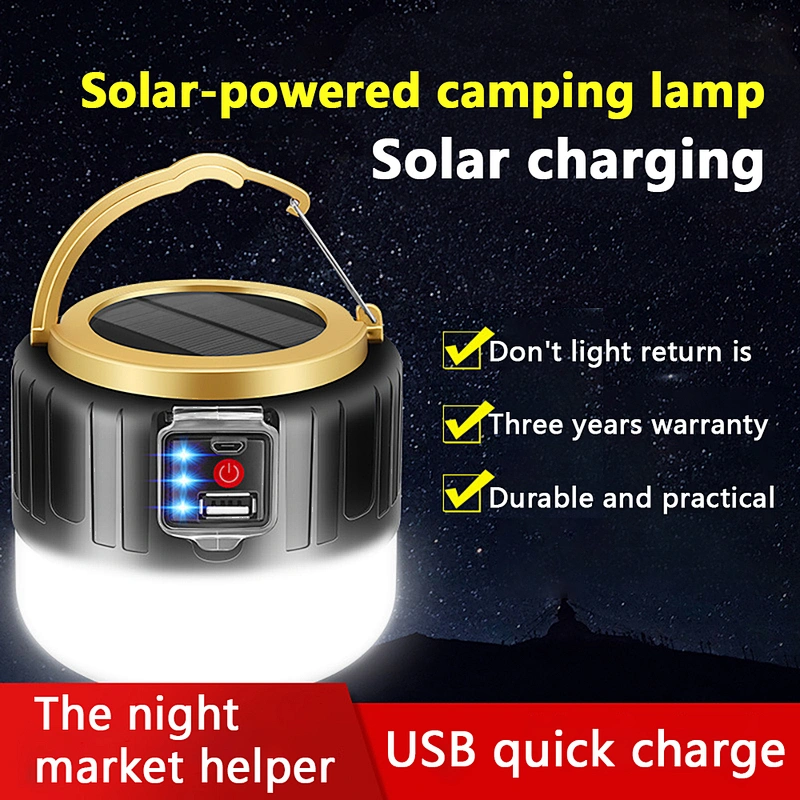 Solar LED Camping Light Rechargeable For Outdoor Tent Lamp Remote Control Portable Lantern Emergency Lights For Hiking