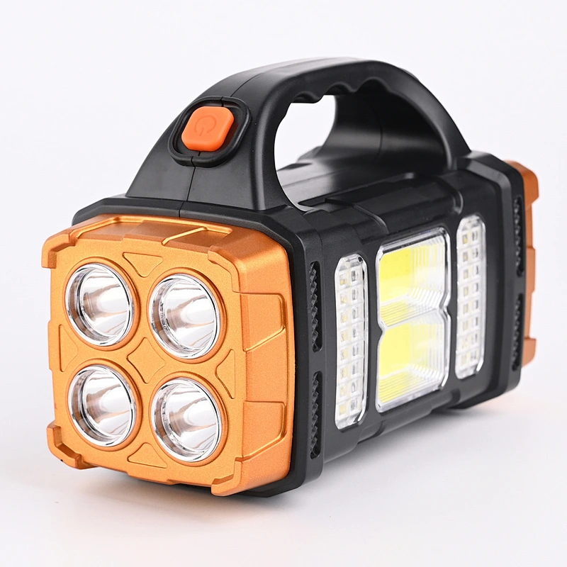 Portable Handheld Lantern 25W Solar LED Flashlight With COB Work Lights USB Rechargeable Searchlight