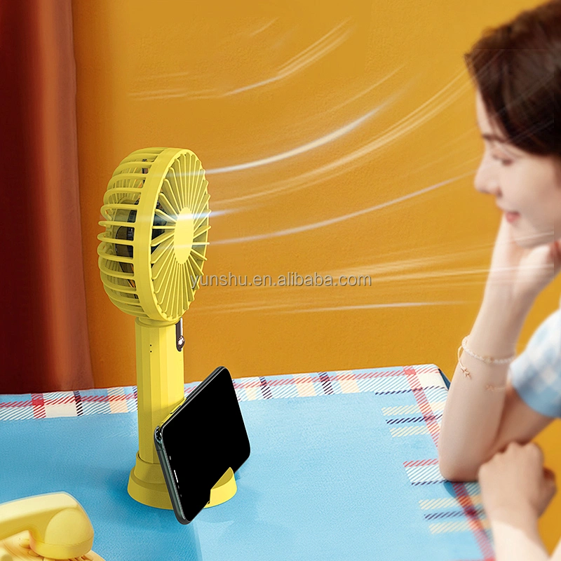 USB Rechargeable 3 Speed 1200mAh Mini Handheld Fan for Outdoor Travel Commute Office Women Men-Green