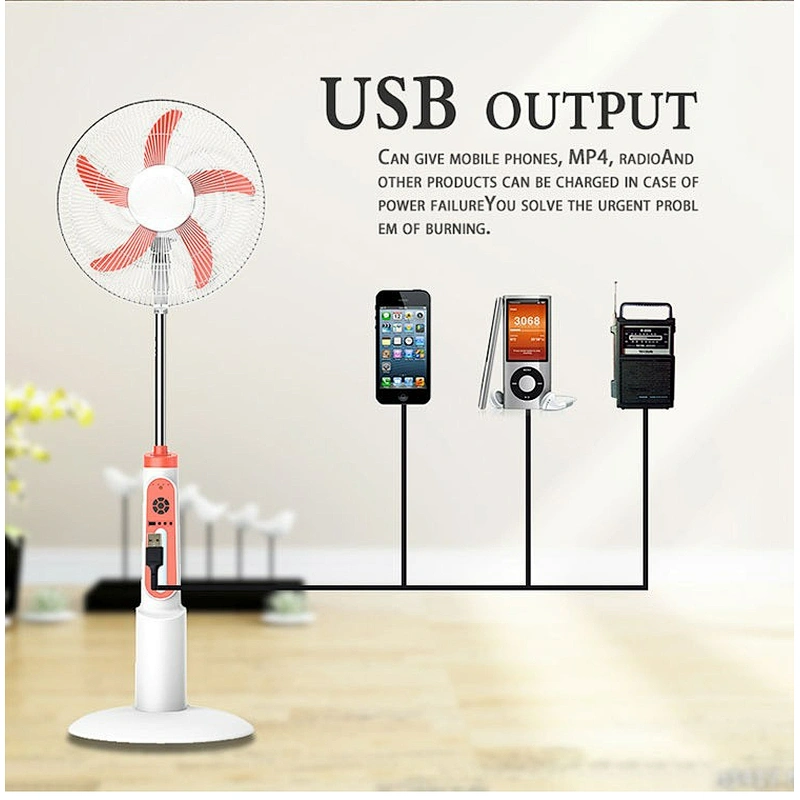 Factory Price Rechargeable Adjustable AC DC Charging With Solar Panel Electric Floor Stand Fan