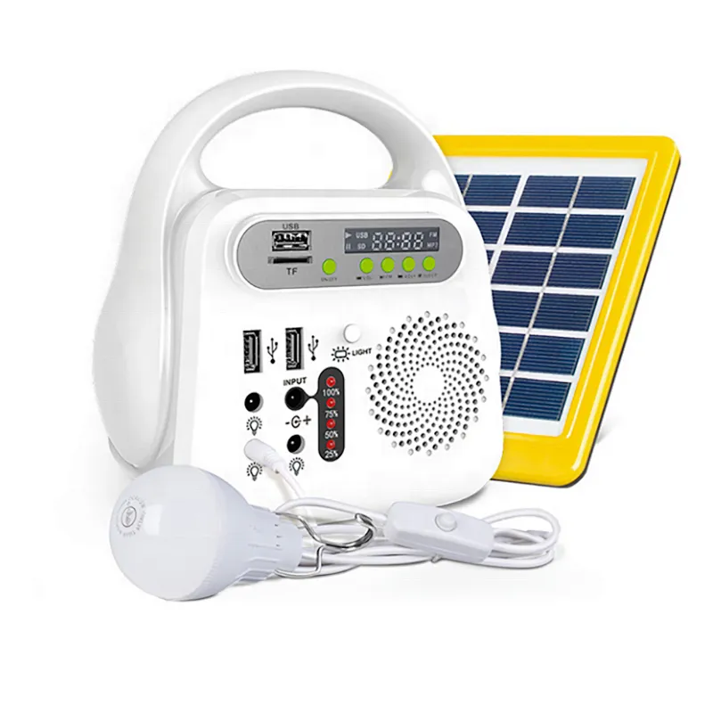 Multi-function alternative energy generators home solar powered system with power bank radio mobile charge emergency lighting
