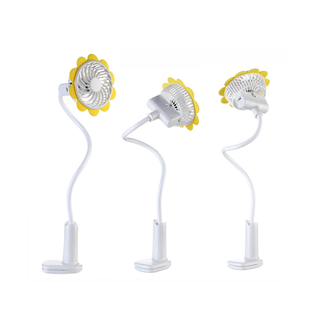 Portable USB Rechargeable Sunflower Mini Clip Fan Flexible Bendable Multi-angle Personal Bedside Desk Fan 60 Degree Up and Down