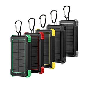 Custom cheap high quality small portable solar energy sharing camping emergency keychain power bank 10000mah with dual usb port