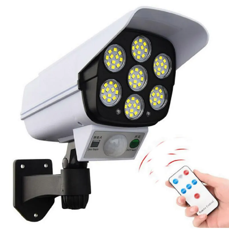 Solar Motion Sensor led wall Light Outdoor Simulation Monitoring Security model Surveillance Cameras Human body induction