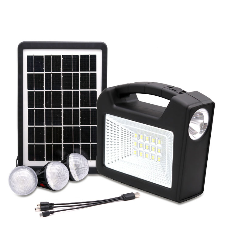 Charging Your Mobile Phone 10000mAh Portable Home solar light kit with black solar panel 6V8W save storage energy Flashlight