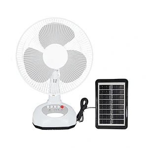 12 inch portable high speed electric AC DC rechargeable table fan with solar panel and led bulb