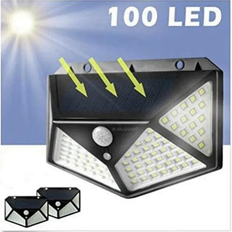 100 LED Solar Light IPR Motion Sensor Wall Light Outdoor Lighting Waterproof Garden Solar Lamp Yard Security Lamp