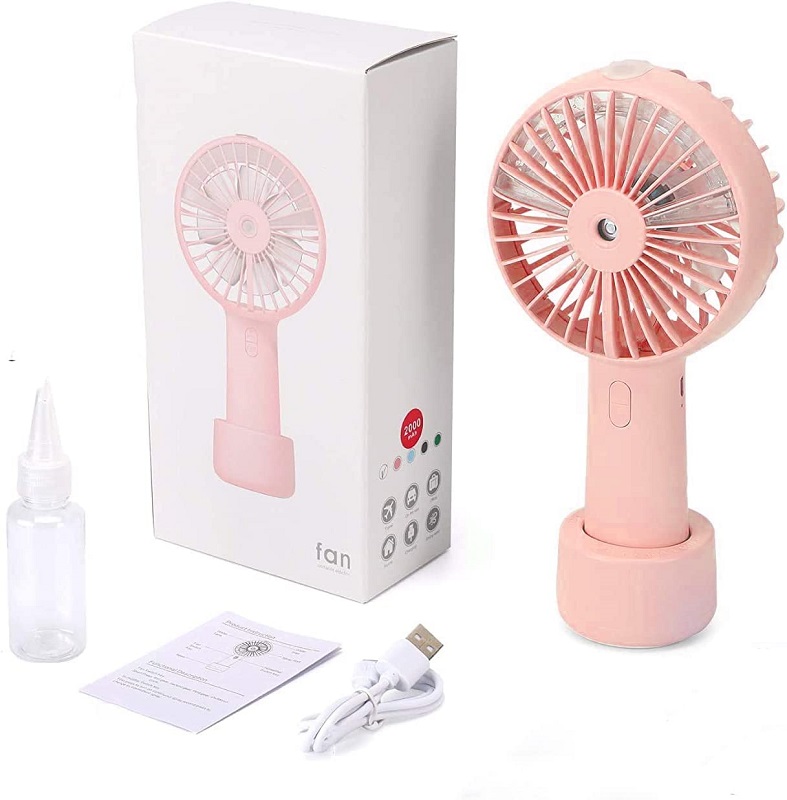 20ml Water Tank USB Rechargeable Handheld Portable Mini Humidifier Misting Fan with water spray
