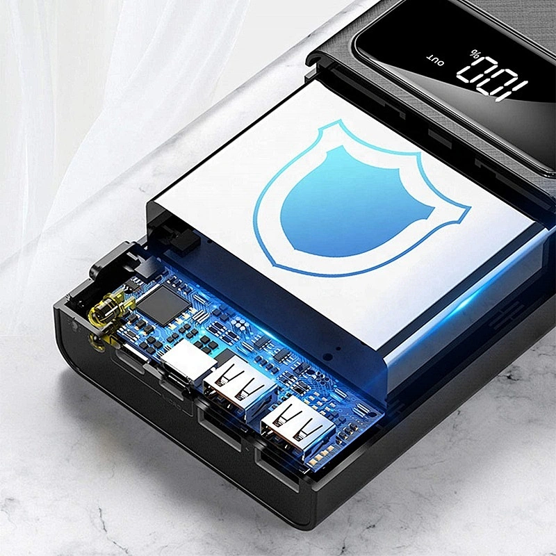 Portable External Battery 3 Inputs and 4 USB Outputs 50000 mAh High Capacity Mobile Power Bank with LED Digital Display