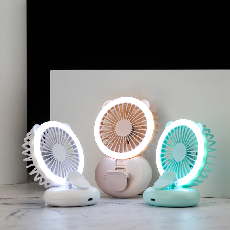 Neon-Glo Custom Laah Rgb Mini Lamparas Ventilateurs De Teto Rechargeable Electronic Usb Portatil Fan With Light