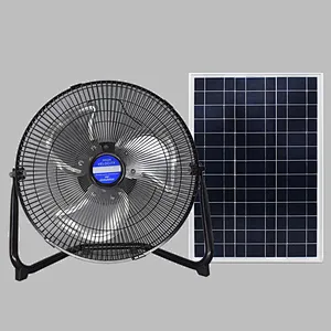 Solar Cell Charging AC DC12V Portable Camping 18650 Rechargeable Electric Table Fan With 15W Solar Panel