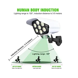 Solar Motion Sensor led wall Light Outdoor Simulation Monitoring Security model Surveillance Cameras Human body induction