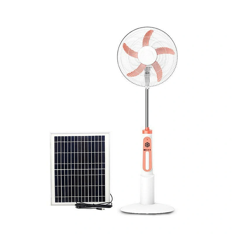 Factory Price Rechargeable Adjustable AC DC Charging With Solar Panel Electric Floor Stand Fan