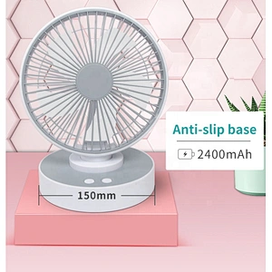 New smart usb rechargeable portable powerful cooling desk fan led 6 inch 4 inch