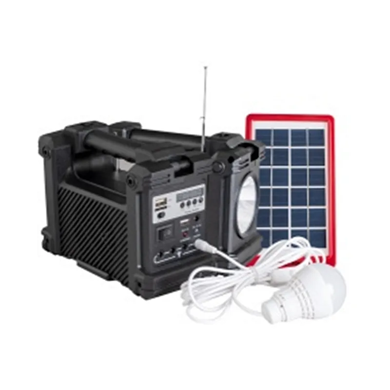 Multi-function emergency lighting radio and bulb set with home lighting solar system