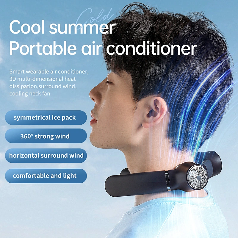 Wireless Portable Hanging Neck Fan Air Conditioner Hot and Cold Wind Wearable Neck Fans Rechargeable