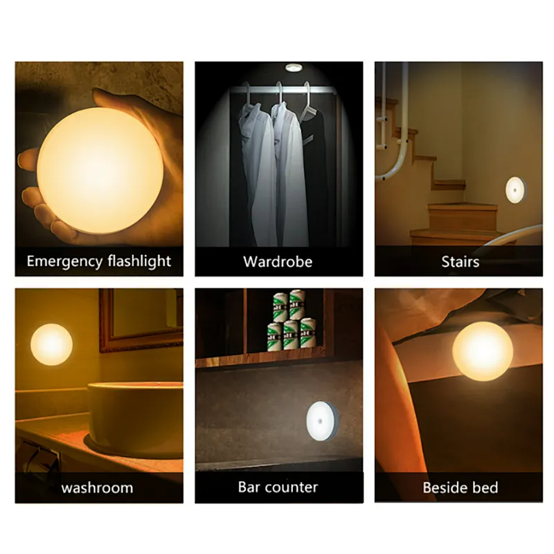 Best USB Rechargeable Wall Lamp LED Wireless Motion Sensor Night Light
